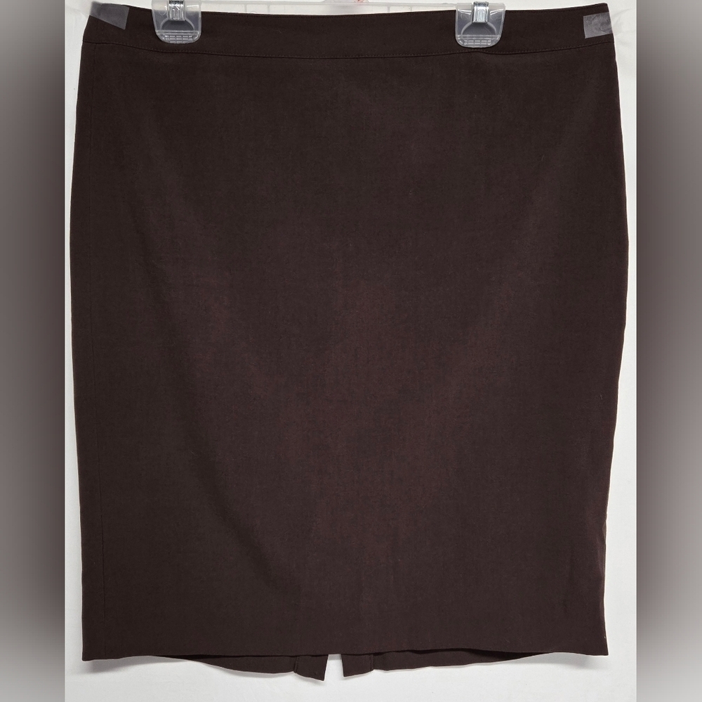 Moda International 16 Brown Skirt Back Bow & Vent Slit Side Zipper Unlined